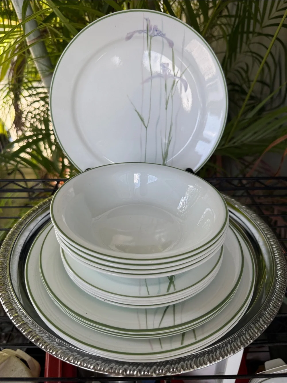Corelle Shadow Iris Dinnerware Set of 16 for 4 People Dinner Salad Bread Plates